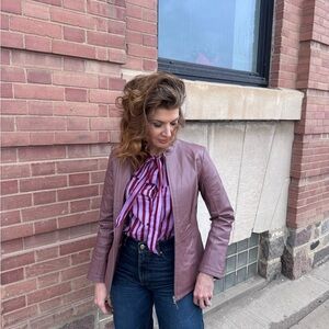 Elegant Mauve Leather Jacket for Women